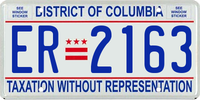 DC license plate ER2163