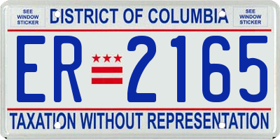 DC license plate ER2165