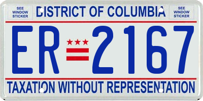 DC license plate ER2167