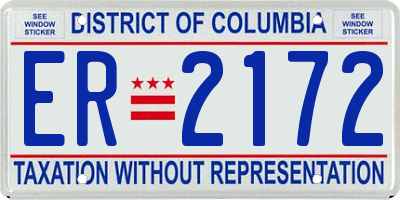 DC license plate ER2172
