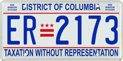 DC license plate ER2173