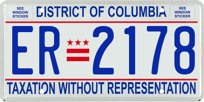 DC license plate ER2178