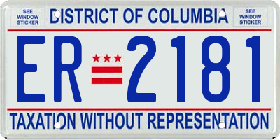 DC license plate ER2181