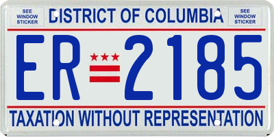 DC license plate ER2185