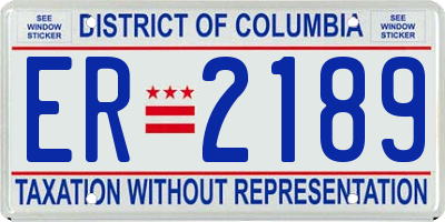 DC license plate ER2189