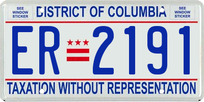 DC license plate ER2191