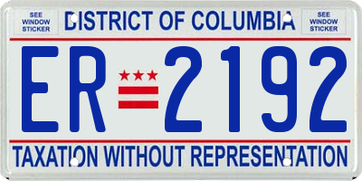 DC license plate ER2192