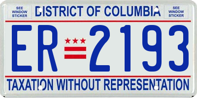 DC license plate ER2193