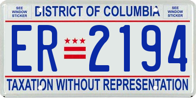 DC license plate ER2194