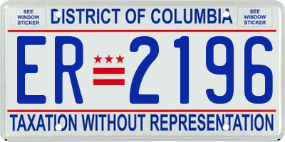 DC license plate ER2196