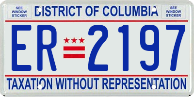 DC license plate ER2197