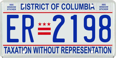 DC license plate ER2198