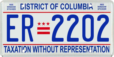 DC license plate ER2202