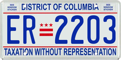 DC license plate ER2203