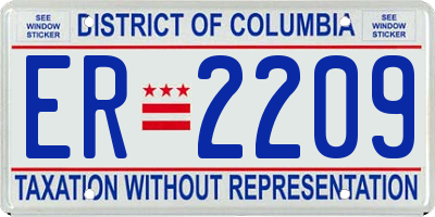 DC license plate ER2209