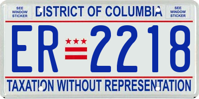 DC license plate ER2218