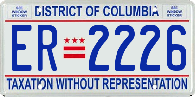 DC license plate ER2226