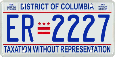 DC license plate ER2227