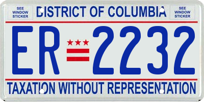 DC license plate ER2232