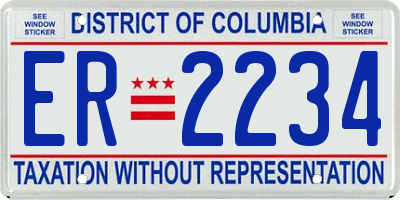 DC license plate ER2234