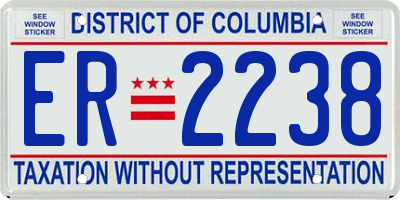 DC license plate ER2238