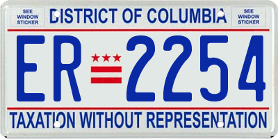 DC license plate ER2254