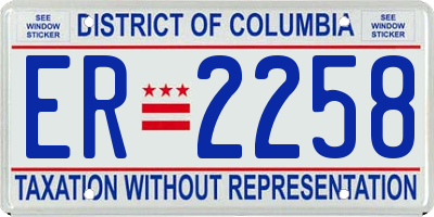 DC license plate ER2258