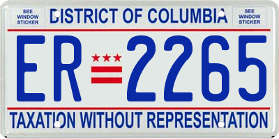 DC license plate ER2265