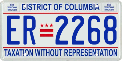 DC license plate ER2268