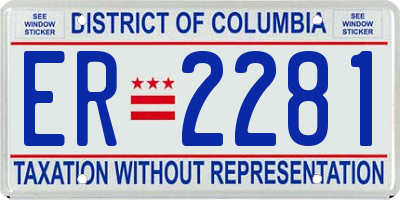 DC license plate ER2281