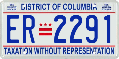 DC license plate ER2291