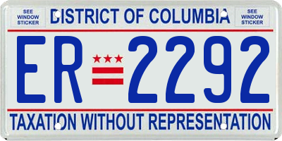 DC license plate ER2292
