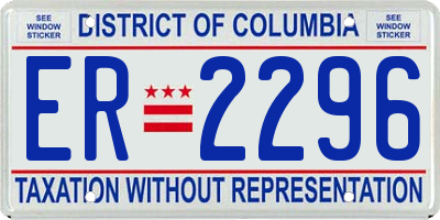 DC license plate ER2296