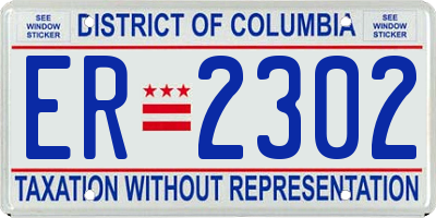 DC license plate ER2302