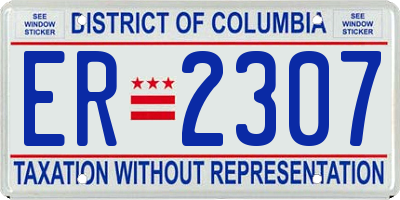 DC license plate ER2307