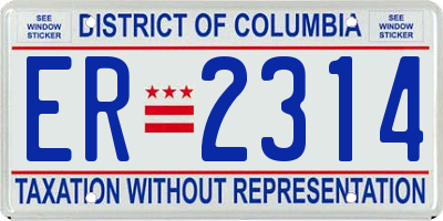 DC license plate ER2314