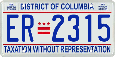 DC license plate ER2315