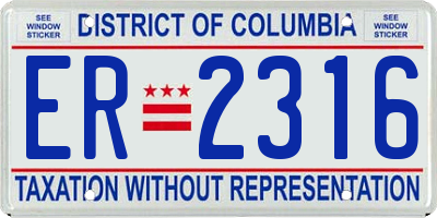 DC license plate ER2316