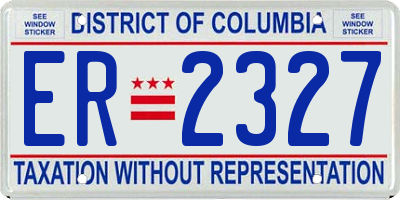 DC license plate ER2327