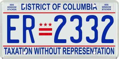 DC license plate ER2332
