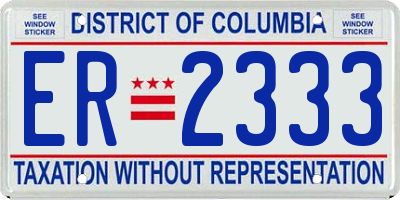 DC license plate ER2333