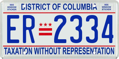 DC license plate ER2334