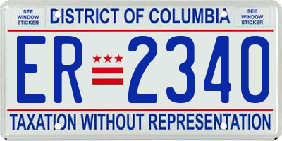 DC license plate ER2340