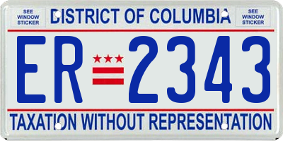 DC license plate ER2343