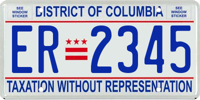 DC license plate ER2345