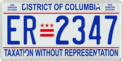 DC license plate ER2347