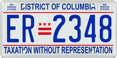 DC license plate ER2348