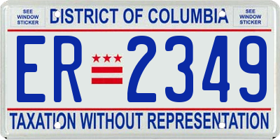 DC license plate ER2349