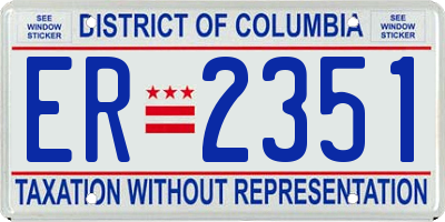 DC license plate ER2351