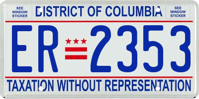 DC license plate ER2353